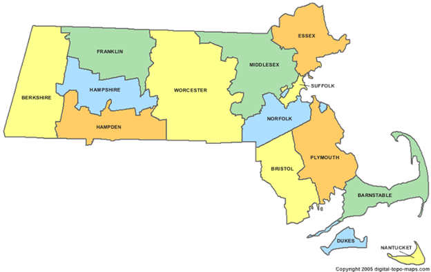 Massachusetts Counties Map